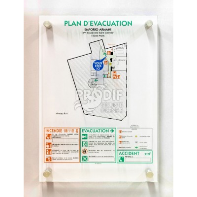 PLAN EVACUATION A2 PLEXIGLAS 6MM